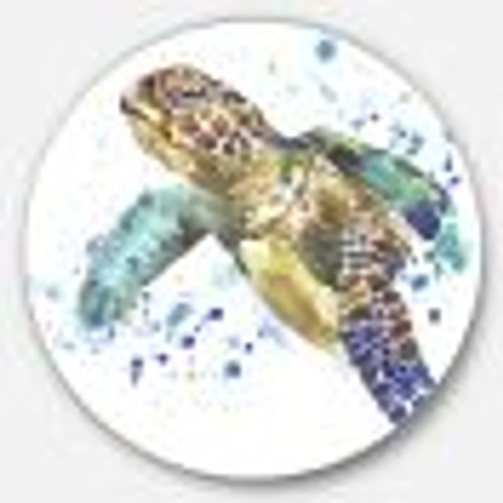 Blue Sea Turtle Metal Wall Art