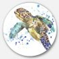 Blue Sea Turtle Metal Wall Art