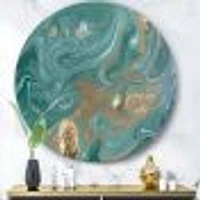 Art mural en métal « Nature Green and Gold Marble »