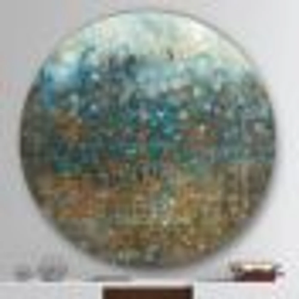 Blue and Bronze Dots Round Wall Art