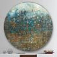 Blue and Bronze Dots Round Wall Art