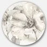 Indigold Grey Peonies Round Metal Art