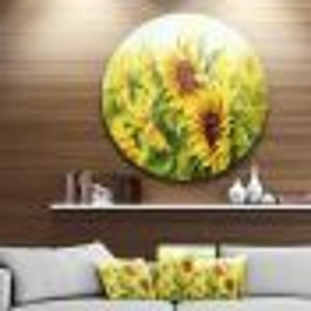 Bright Yellow Sunny Sunflowers Metal Wall Art