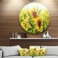 Bright Yellow Sunny Sunflowers Metal Wall Art