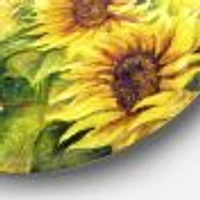 Bright Yellow Sunny Sunflowers Metal Wall Art