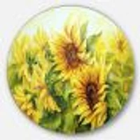 Bright Yellow Sunny Sunflowers Metal Wall Art