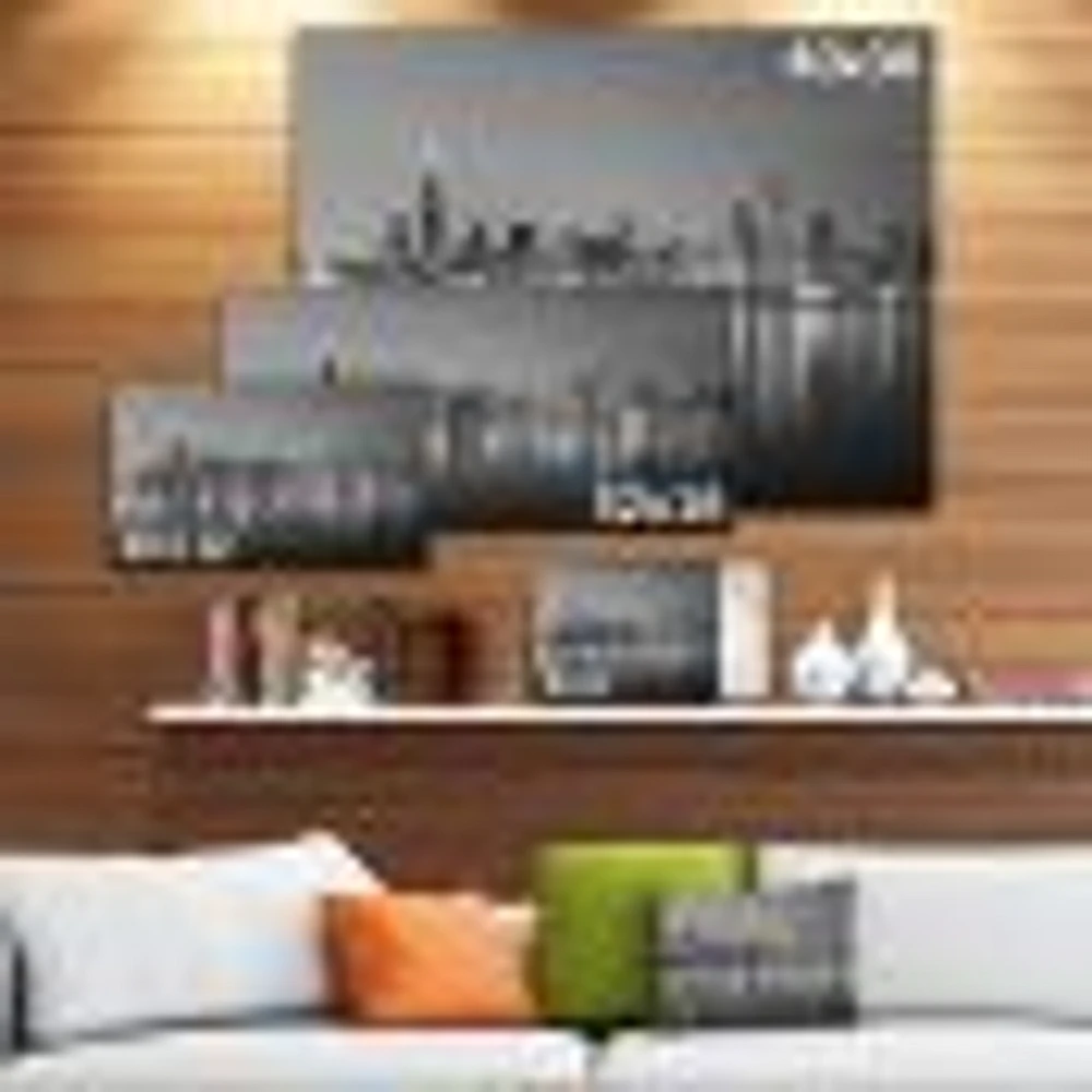 Chicago Skyline at Night Black and White  Wall Art