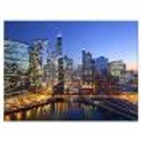 Chicago River with Bridges at Sunset  Wall Art