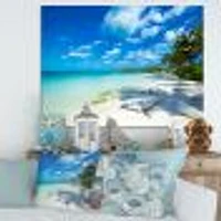 Tropical Beach with Palm Shadows  Canvas Print