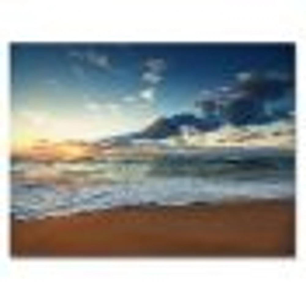 Sunrise and Glowing Waves Ocean  Canvas Wall Art