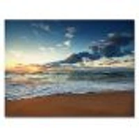 Sunrise and Glowing Waves Ocean  Canvas Wall Art