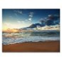 Sunrise and Glowing Waves Ocean  Canvas Wall Art