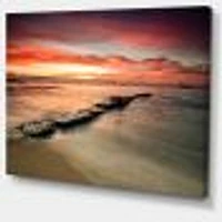 Wonderful Sunrise on Black Ocean  Wall Art