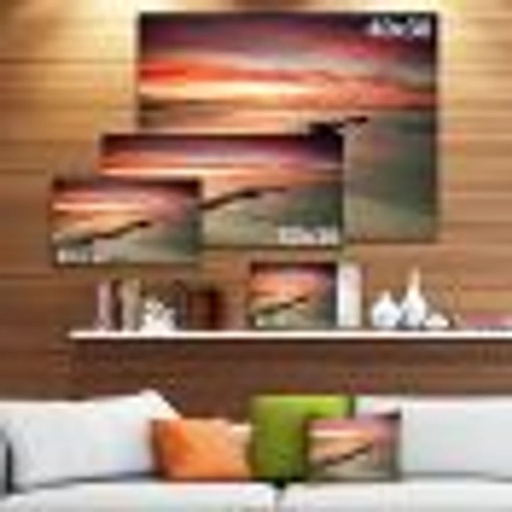 Wonderful Sunrise on Black Ocean  Wall Art