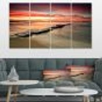 Panneaux de toile « Wonderful Sunrise on Black Ocean »