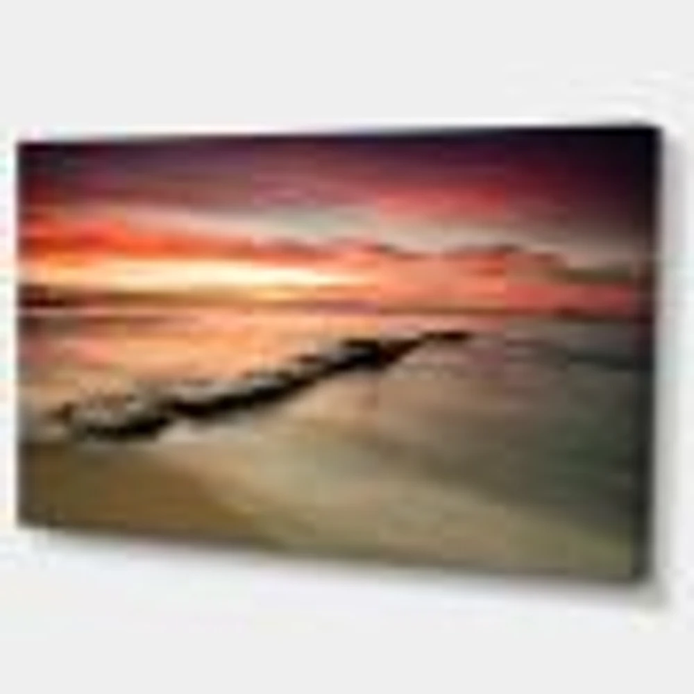 Wonderful Sunrise on Black Ocean  Wall Art