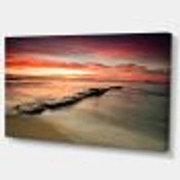 Wonderful Sunrise on Black Ocean  Wall Art