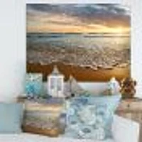 Bright Cloudy Sunset Calm Ocean  Art Canvas