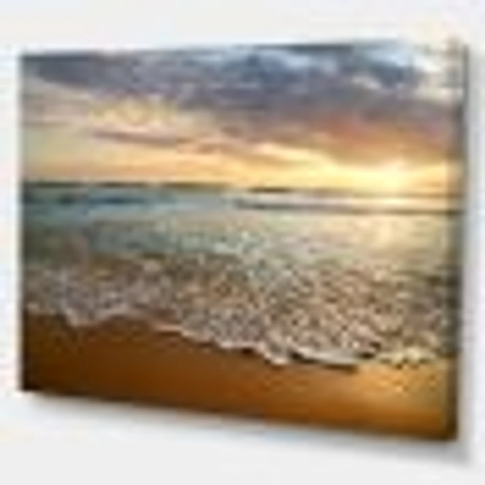 Bright Cloudy Sunset Calm Ocean  Art Canvas