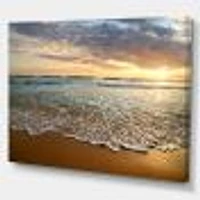 Bright Cloudy Sunset Calm Ocean  Art Canvas