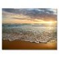 Bright Cloudy Sunset Calm Ocean  Art Canvas