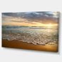 Bright Cloudy Sunset Calm Ocean  Art Canvas