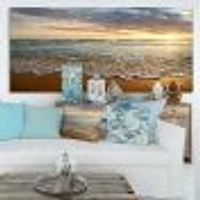 Bright Cloudy Sunset Calm Ocean  Art Canvas