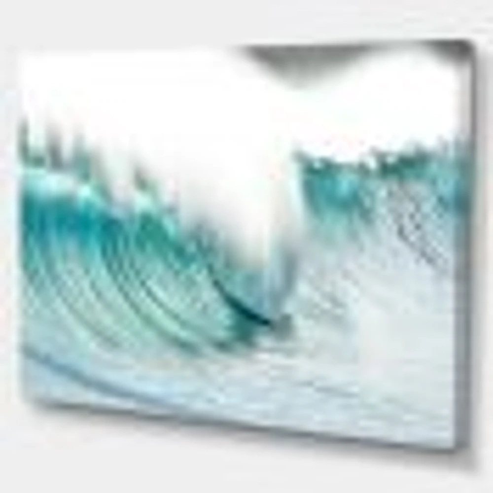 Massive Blue Waves Breaking Beach Art Canvas