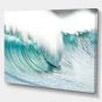 Massive Blue Waves Breaking Beach Art Canvas