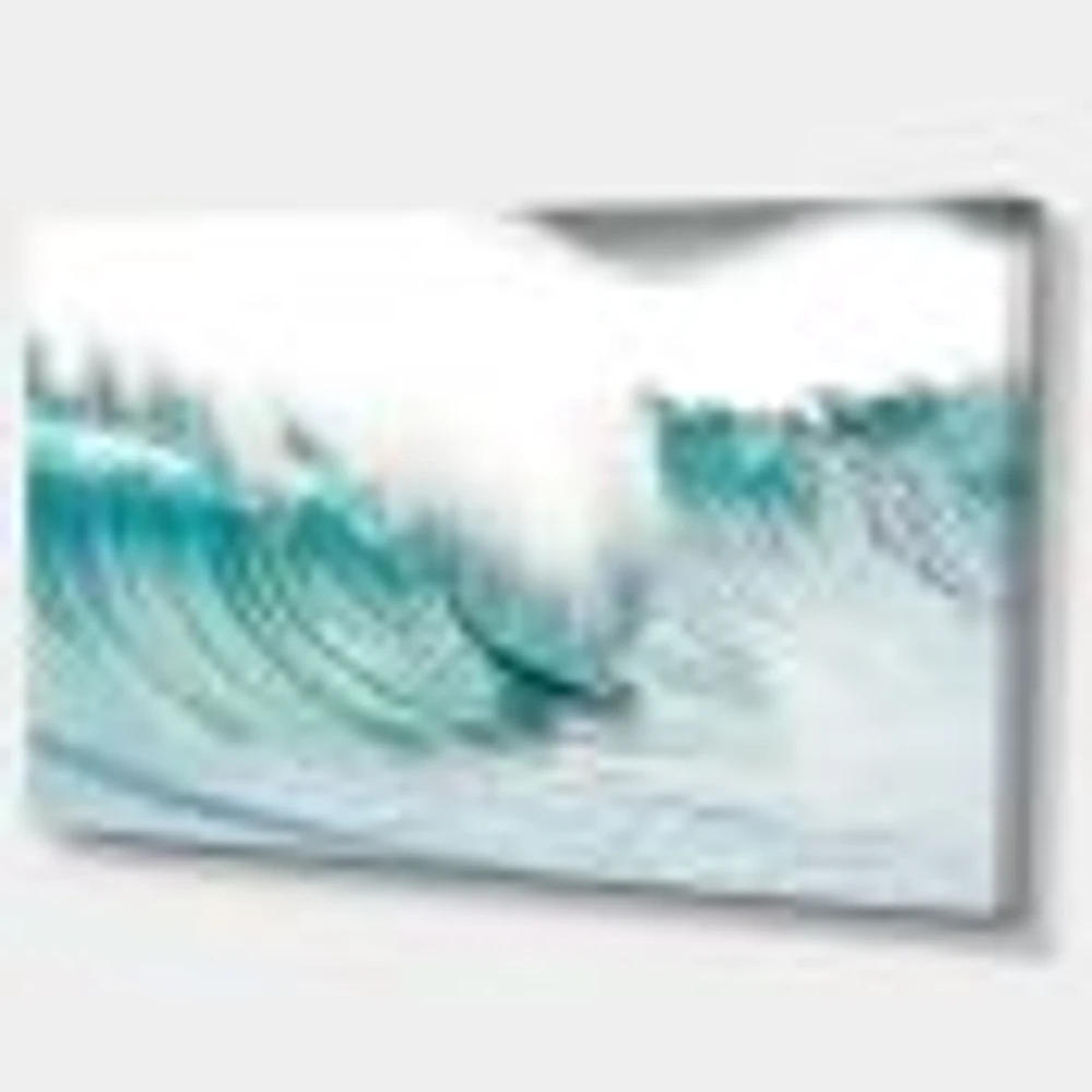 Massive Blue Waves Breaking Beach Art Canvas