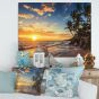 Paradise Tropical Island Beach with Palms  Art Canvas