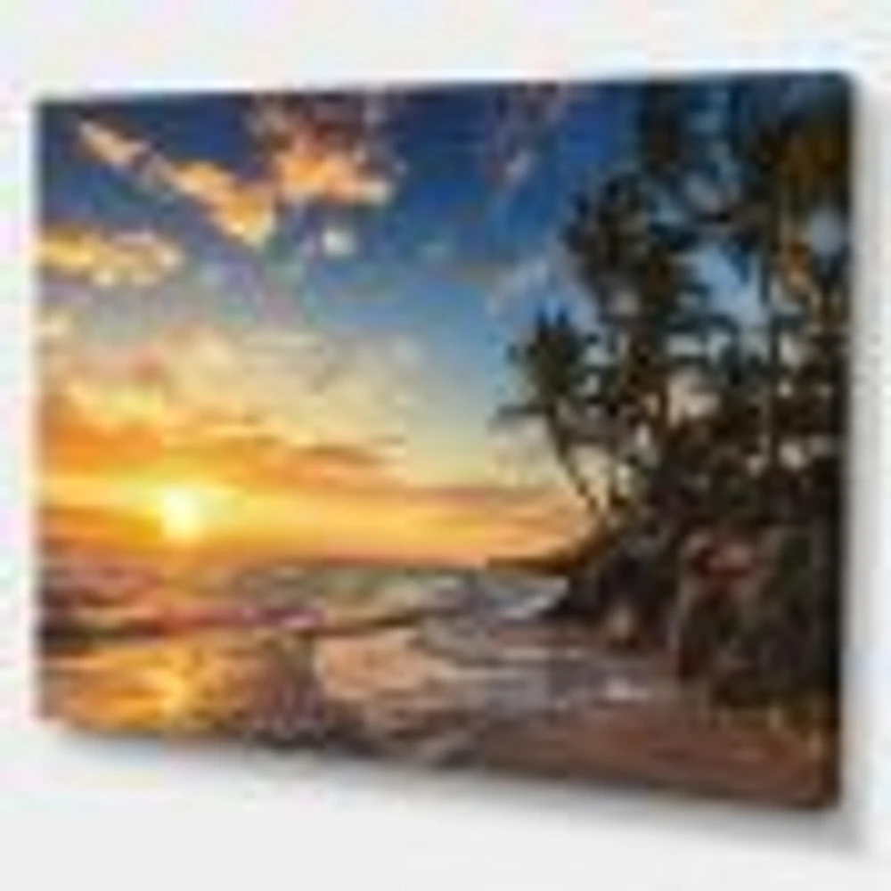 Paradise Tropical Island Beach with Palms  Art Canvas