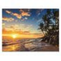 Paradise Tropical Island Beach with Palms  Art Canvas