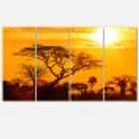 Orange Glow of African Sunset Canvas Wall Art Panels