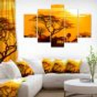 Orange Glow of African Sunset Canvas Wall Art Panels