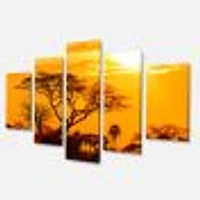 Orange Glow of African Sunset Canvas Wall Art Panels