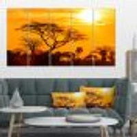 Orange Glow of African Sunset Canvas Wall Art Panels