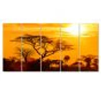 Orange Glow of African Sunset Canvas Wall Art Panels