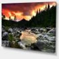 Rocky Mountain River at Sunset  Wall Art