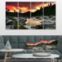Toile imprimée « Rocky Mountain River at Sunset