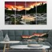 Toile imprimée « Rocky Mountain River at Sunset