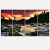 Toile imprimée « Rocky Mountain River at Sunset
