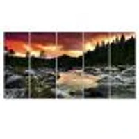 Rocky Mountain River at Sunset Canvas Wall Art