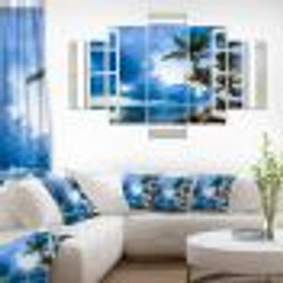 Window Open to Cloudy Blue Sky  Canvas Wall Art
