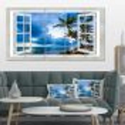 Window Open to Cloudy Blue Sky  Canvas Wall Art