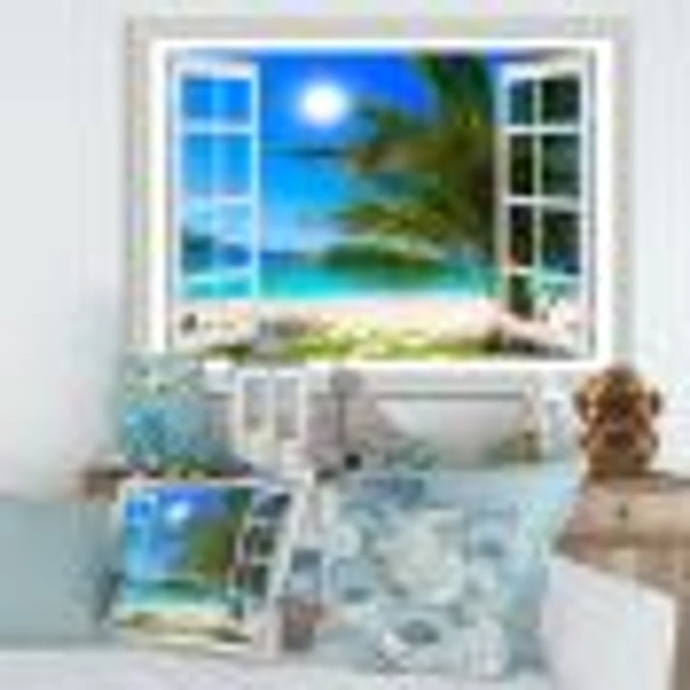 Toile  « Window Open to Beach with Palm »