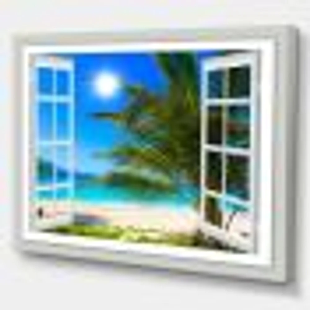 Toile  « Window Open to Beach with Palm »