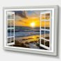 Open Window to Bright Yellow Sunset  Canvas Wall Art Print