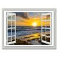 Open Window to Bright Yellow Sunset  Canvas Wall Art Print