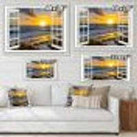 Open Window to Bright Yellow Sunset  Canvas Wall Art Print